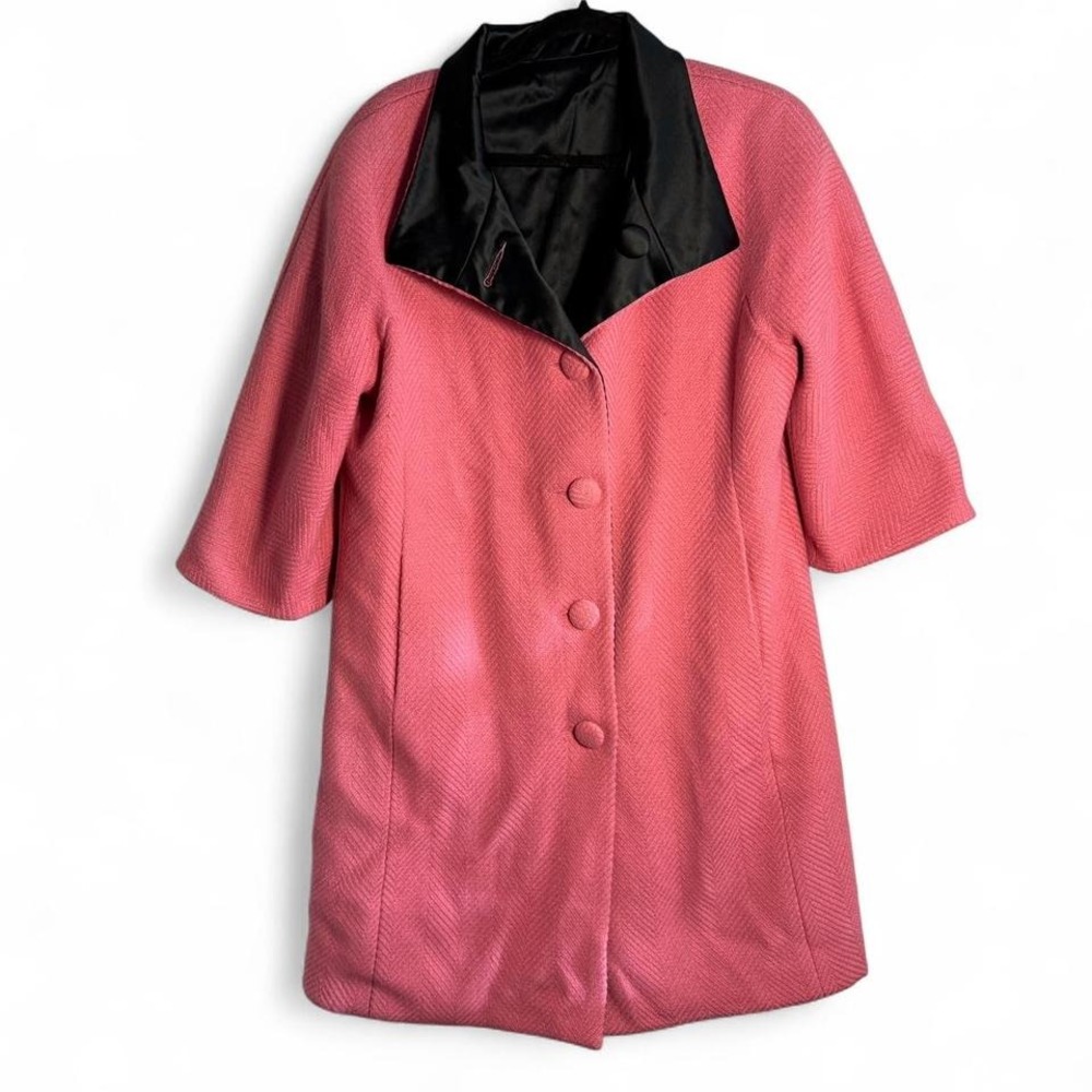 Pink and black reversible size S knee length pea coat and 3/4 sleeves.